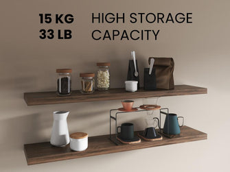 Repisa Flotante Shelf 120, Nogal, con espacio para colocar objetos decorativos X2 unidades ZF