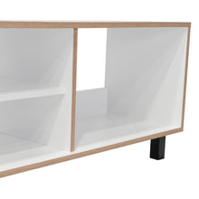 Mesa para TV Túnez, Blanco con Café Claro, hasta 70" Pulgadas
