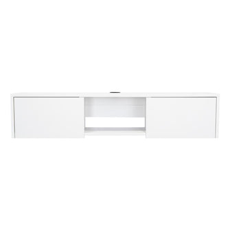 Mesa Para Tv Flotante Gleid, Blanco, con Dos Puertas Abatibles