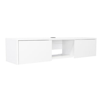 Mesa Para Tv Flotante Gleid, Blanco, con Dos Puertas Abatibles