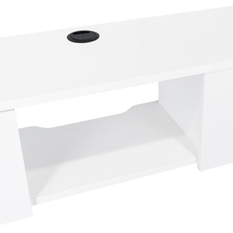 Mesa Para Tv Flotante Gleid, Blanco, con Dos Puertas Abatibles