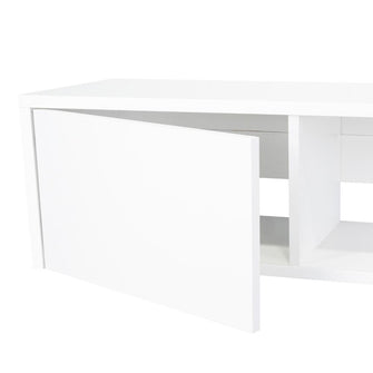 Mesa Para Tv Flotante Gleid, Blanco, con Dos Puertas Abatibles