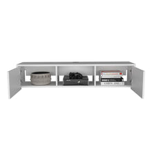 Mesa Para Tv Flotante Gleid, Blanco, con Dos Puertas Abatibles