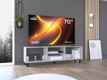 Mesa para TV Túnez, Blanco con Café Claro, hasta 70" Pulgadas