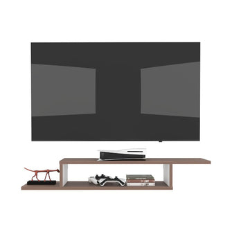 Mesa Para Tv Flotante Dilix, Castaño y Blanco, con superficie para objetos decorativos