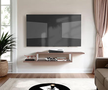 Mesa Para Tv Flotante Dilix, Castaño y Blanco, con superficie para objetos decorativos