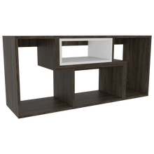 Mesa Para Tv Ascher, Chocolate y Blanco, con Espacio Para Televisor de Hasta 40 Pulgadas