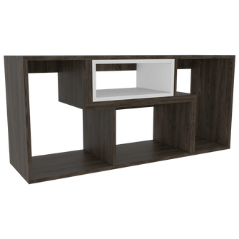 Mesa Para Tv Ascher, Chocolate y Blanco, con Espacio Para Televisor de Hasta 40 Pulgadas