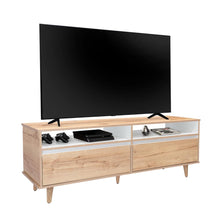Mesa Para Tv Durham, Café Claro y Blanco, Con Espacio Para Televisor de Hasta 60 Pulgadas