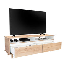 Mesa Para Tv Durham, Café Claro y Blanco, Con Espacio Para Televisor de Hasta 60 Pulgadas