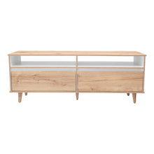 Mesa Para Tv Durham, Café Claro y Blanco, Con Espacio Para Televisor de Hasta 60 Pulgadas