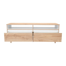 Mesa Para Tv Durham, Café Claro y Blanco, Con Espacio Para Televisor de Hasta 60 Pulgadas