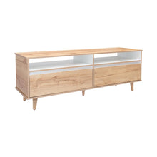 Mesa Para Tv Durham, Café Claro y Blanco, Con Espacio Para Televisor de Hasta 60 Pulgadas