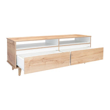 Mesa Para Tv Durham, Café Claro y Blanco, Con Espacio Para Televisor de Hasta 60 Pulgadas