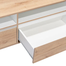 Mesa Para Tv Durham, Café Claro y Blanco, Con Espacio Para Televisor de Hasta 60 Pulgadas