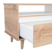 Mesa Para Tv Durham, Café Claro y Blanco, con Espacio Para Televisor de Hasta 60 Pulgadas