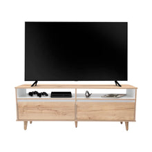 Mesa Para Tv Durham, Café Claro y Blanco, Con Espacio Para Televisor de Hasta 60 Pulgadas