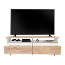 Mesa Para Tv Durham, Café Claro y Blanco, Con Espacio Para Televisor de Hasta 60 Pulgadas