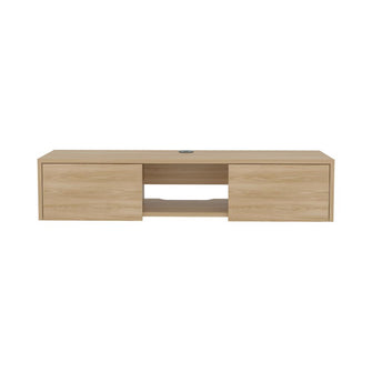 Mesa Para Tv Flotante Gleid, Fresno Europeo, con Dos Puertas Abatibles