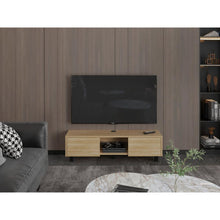 Mesa Para Tv Flotante Gleid, Fresno Europeo, con Dos Puertas Abatibles