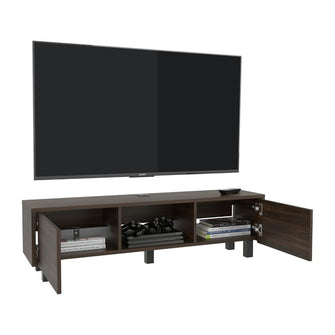 Mesa Para Tv Flotante Gleid, Nogal Europeo, con Dos Puertas Abatibles