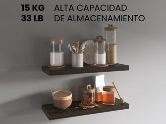Repisa Flotante Maca X2, Caoba, con espacio para ubicar objetos ZF