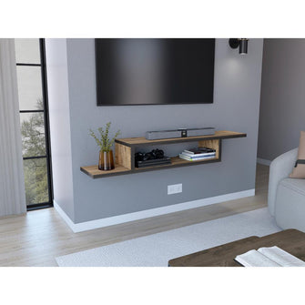 Mesa Para Tv Flotante Dilix, Macadamia y Carbón, con superficie para objetos decorativos