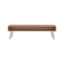 Mesa Para Tv Ralf, Miel, con patas metálicas y espacio de tv hasta 70 pulgadas