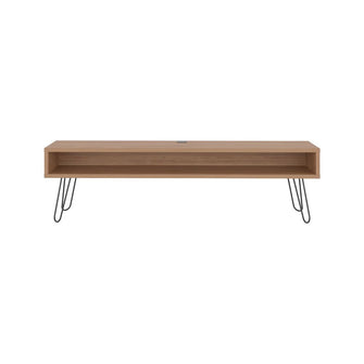 Mesa Para Tv Ralf, Miel, con patas metálicas y espacio de tv hasta 70 pulgadas