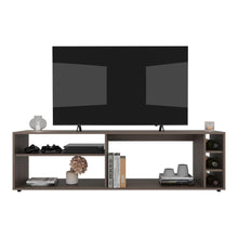 Mesa para TV Sunta, Milan, con amplios espacios para ubicar dispositivos de entretenimiento 70"