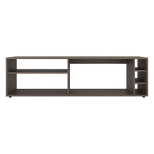 Mesa para TV Sunta, Milan, con amplios espacios para ubicar dispositivos de entretenimiento 70"