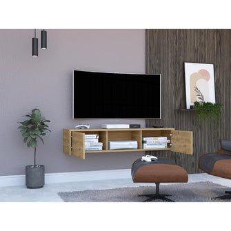 Mesa Para Tv Flotante Gleid, Macadamia, con Dos Puertas Abatibles sin inv
