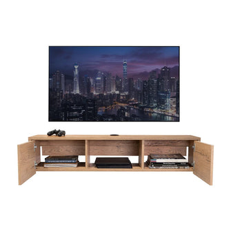 Mesa Para Tv Flotante Gleid, Macadamia, con Dos Puertas Abatibles sin inv