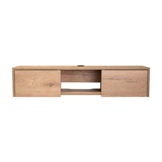 Mesa Para Tv Flotante Gleid, Macadamia, con Dos Puertas Abatibles