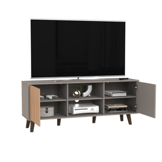 Mesa para Tv Mirabella, Cocoa, con Espacio Para Televisor para Hasta 65 Pulgadas y Varios Entrepaños