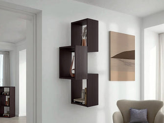 Repisa Pared Seyner, Wengue, Tres cubos con espacio para colocar objetos decorativos ZF