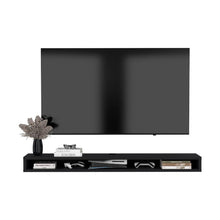 Mesa Para Tv Ralf, Wengue, con patas metálicas y espacio de tv hasta 70 pulgadas