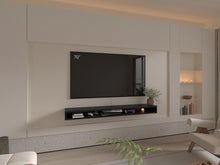 Mesa Para Tv Ralf, Wengue, con patas metálicas y espacio de tv hasta 70 pulgadas