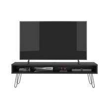 Mesa Para Tv Ralf, Wengue, con patas metálicas y espacio de tv hasta 70 pulgadas