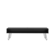 Mesa Para Tv Ralf, Wengue, con patas metálicas y espacio de tv hasta 70 pulgadas