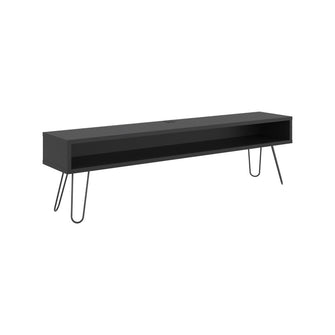 Mesa Para Tv Ralf, Wengue, con patas metálicas y espacio de tv hasta 70 pulgadas