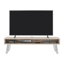 Mesa Para Tv Ralf, Humo, con patas metálicas y espacio de tv hasta 70 pulgadas