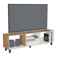 Mesa Para Tv Tunez, Macadamia y Blanco, Para Televisor Hasta 70 Pulgadas