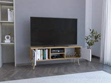 Mesa para TV Lienxo, Blanco y Fresno Europeo, con Espacio para TV hasta 50 Pulgadas