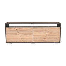 Mesa Para Tv Orus, Fresno Europeo y Nogal, con Espacio Para Televisor de 70 Pulgadas