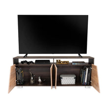 Mesa Para Tv Orus, Fresno Europeo y Nogal, con Espacio Para Televisor de 70 Pulgadas