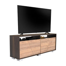 Mesa Para Tv Orus, Fresno Europeo y Nogal, con Espacio Para Televisor de 70 Pulgadas