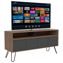 Mueble Multiusos Lara, Miel y Plata Oscuro, Para Televisor de 55 Pulgadas