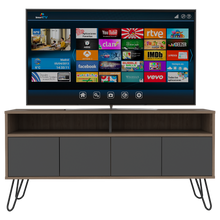 Mueble Multiusos Lara, Miel y Plata Oscuro, para Televisor de 55 Pulgadas
