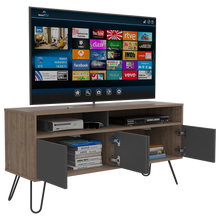 Mueble Multiusos Lara, Miel y Plata Oscuro, para Televisor de 55 Pulgadas